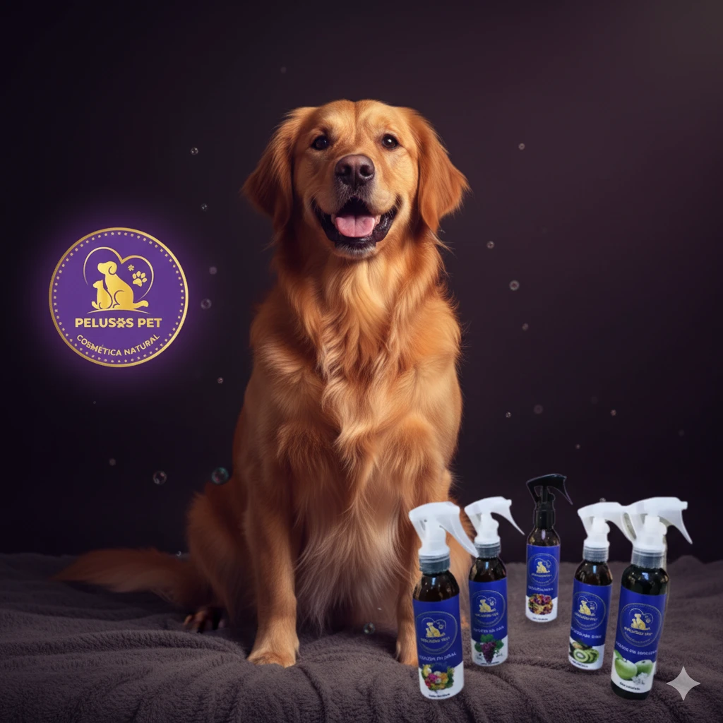 Mascota feliz con productos naturales Pelusas Pet